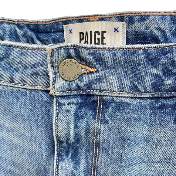 Paige Margot High Rise Distressed Raw Hem Denim Shorts In Kat Destructed NWT - Picture 6 of 15